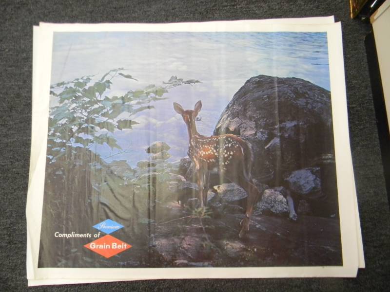 lot 27 image: RARE - VINTAGE GRAIN BELT BEER MPLS. BREWING CO. ADVERTISING PRINT - RARE - APPROX 33 BY 27 ON CANVAS TYPE PAPER - SEE PICTURES