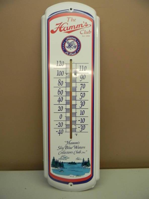 lot 29 image: HAMMS BEER THERMOMETER - HARD TO FIND VERY NICE CONDITION - APPROX 9 BY 26 - SEE PICTURES