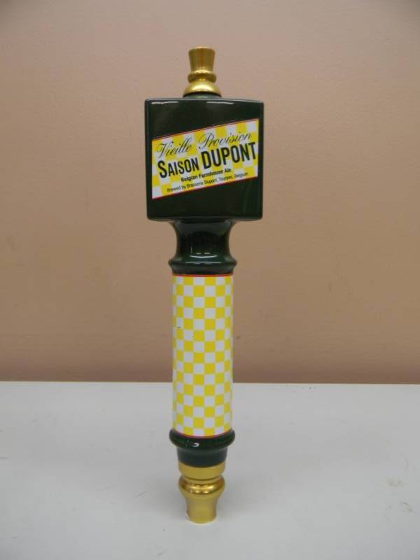 lot 40 image: Vieille Provision Saison Dupont Belgian Farmhouse Ale Ceramic Beer Tap Handle - NEW NEVER USED - APPROX 12 - SEE PICTURES