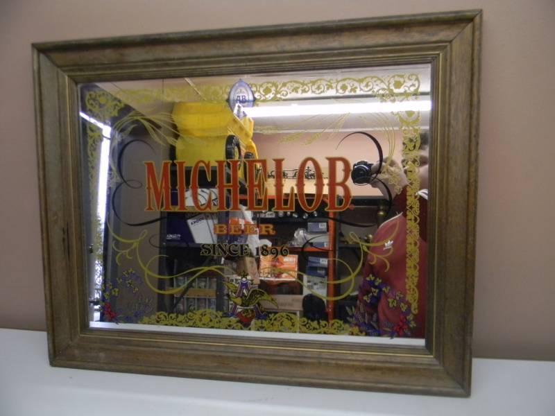 lot 42 image: VINTAGE FRAMED MICHELOB BEER SINCE 1896 SIGNMIRROR - APPROX 29 BY 24 - SEE PICTURES