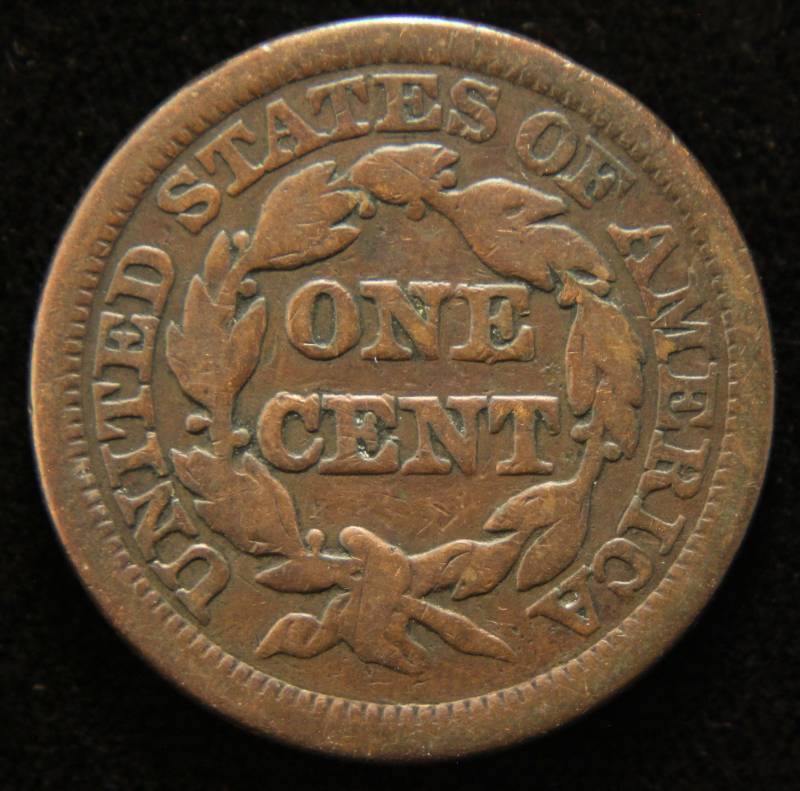 lot 24 image: 1845 US BRAIDED HAIR LARGE CENT