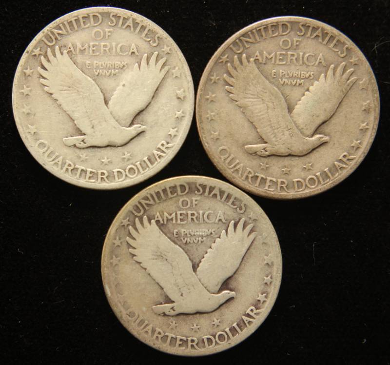 lot 43 image: 3 STANDING LIBERTY QUARTERS 1929 1929-D 1929-S