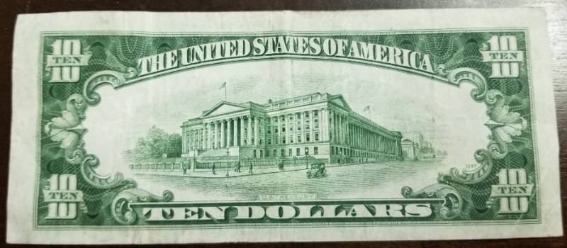 lot 18-A image: 1934-C US $10 CHICAGO IL FEDERAL RESERVE NOTE