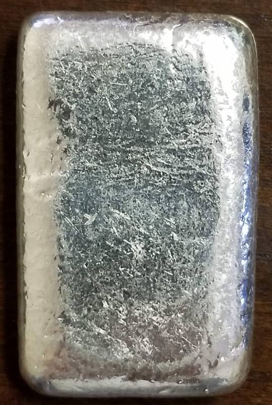 lot 05-A image: 3 TROY OZ. .999 FINE SILVER MONARCH METALS ODD WEIGHT POURED SILVER BAR