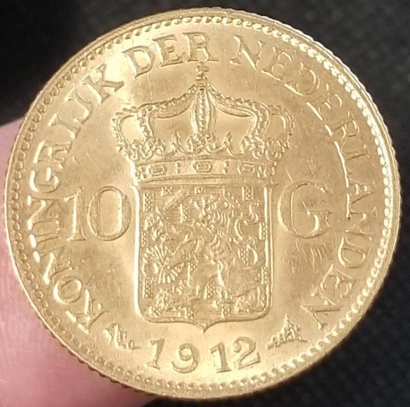 lot 06-A image: 1912 NETHERLANDS 10 GULDEN GOLD COIN (6.73 GRAMS)