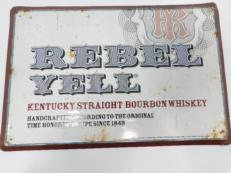 lot 27 image: Rebel Yell Bourbon Whiskey Metal Sign