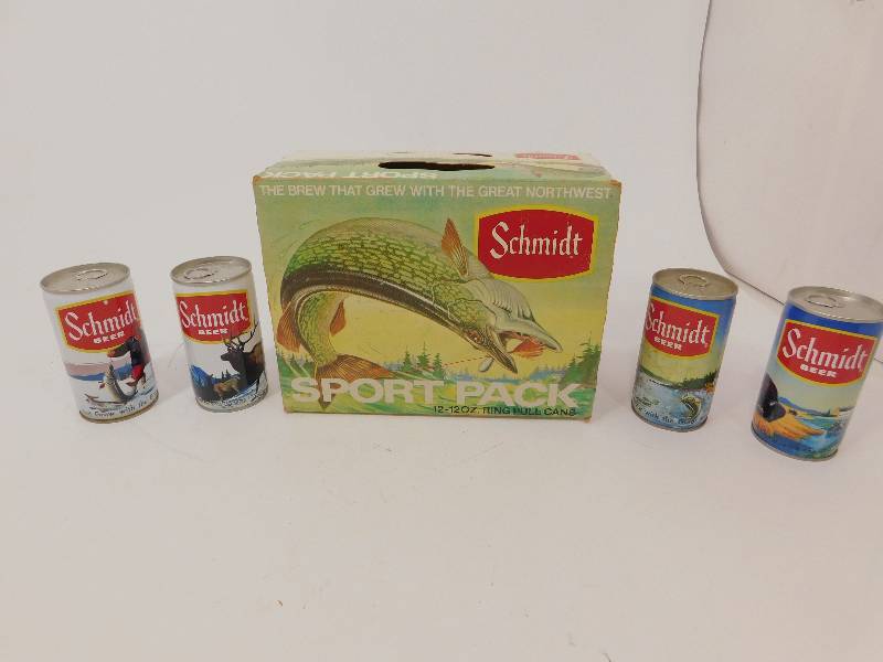 lot 56 image: Vintage Schmidt Beer Sport Pack With 4 Cans