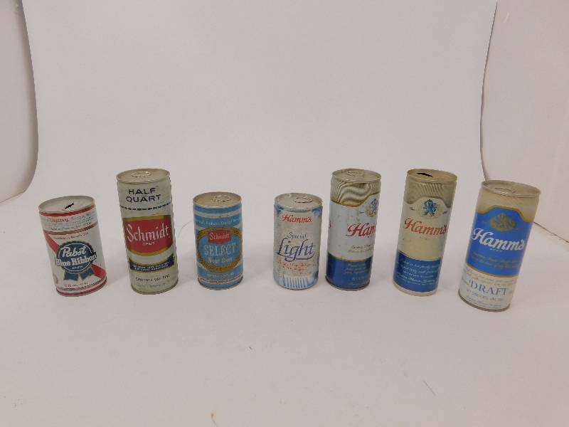 lot 57 image: 7 Vintage Beer Cans