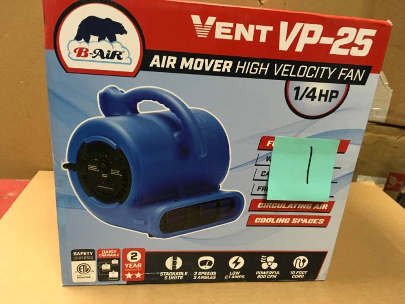 B-Air 14 HP Air Mover Blower Fan for Water Damage Restoration Carpet Dryer Floor Home and Plumbing Use in Blue used in like new condition