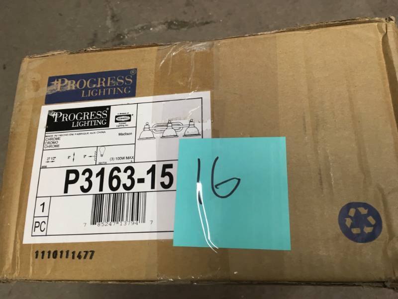 Progress Lighting Madison Collection 3-Light Polished Chrome Bathroom Vanity Light with Glass Shades  in like new condition