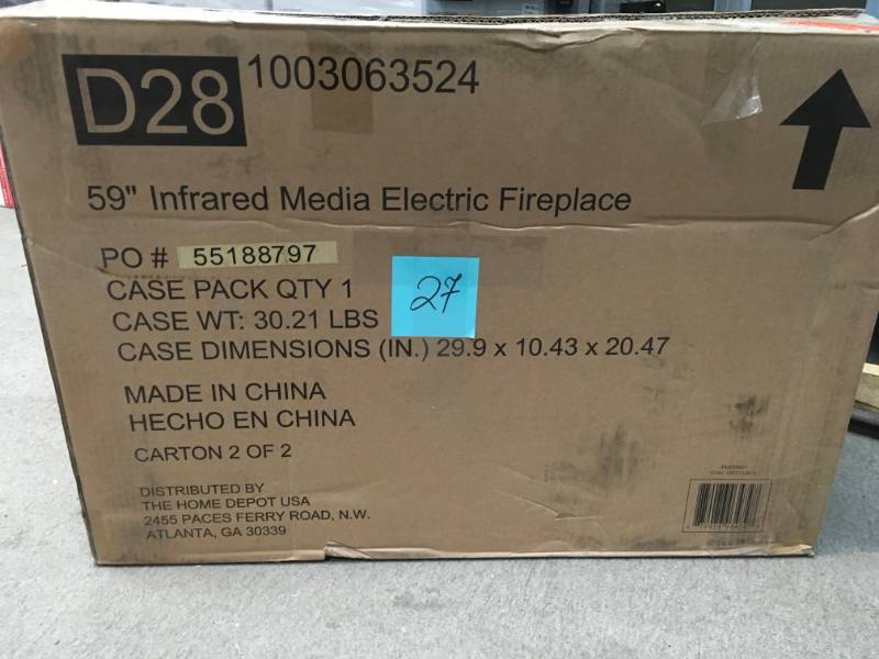 Home Decorators Collection Avondale Grove (INSERT ONLY) For a 59 in. TV Stand Infrared Electric Fireplace not used