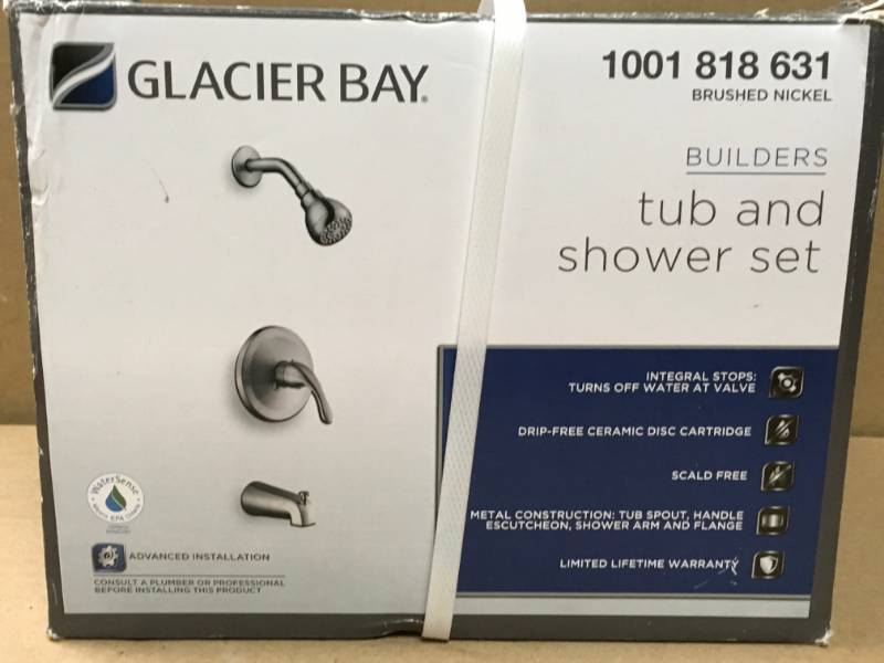 Glacier Bay Builders Single-Handle 1-Spray Tub and Shower Faucet in Brushed Nickel  in like new condition