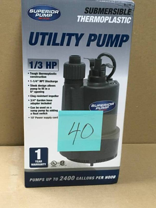 Superior Pump 13 HP Submersible Thermoplastic Utility Pump  in like new condition
