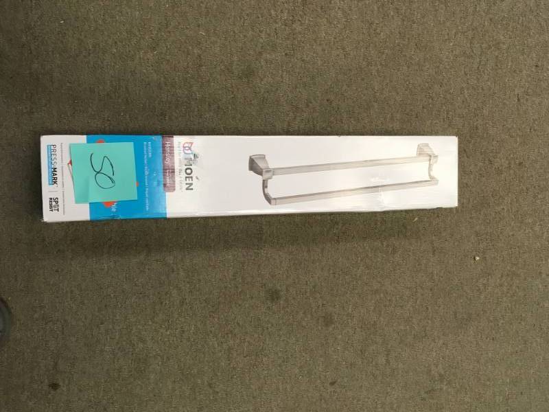 MOEN Hensley 24 in. Double Towel Bar with Press and Mark in Brushed Nickel  in like new condition