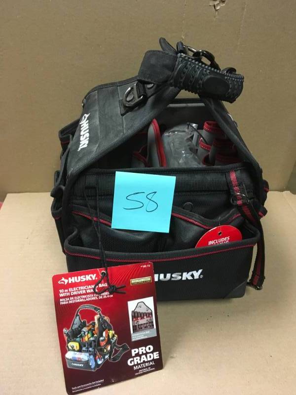 Husky 10 in. Electrician Tool Bag with Driver Wall  in like new condition