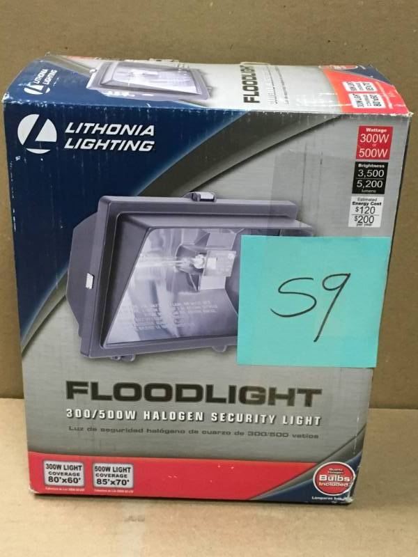 Lithonia Lighting 300-Watt Or 500-Watt Quartz Outdoor Halogen Bronze Visored Floodlight  in like new condition