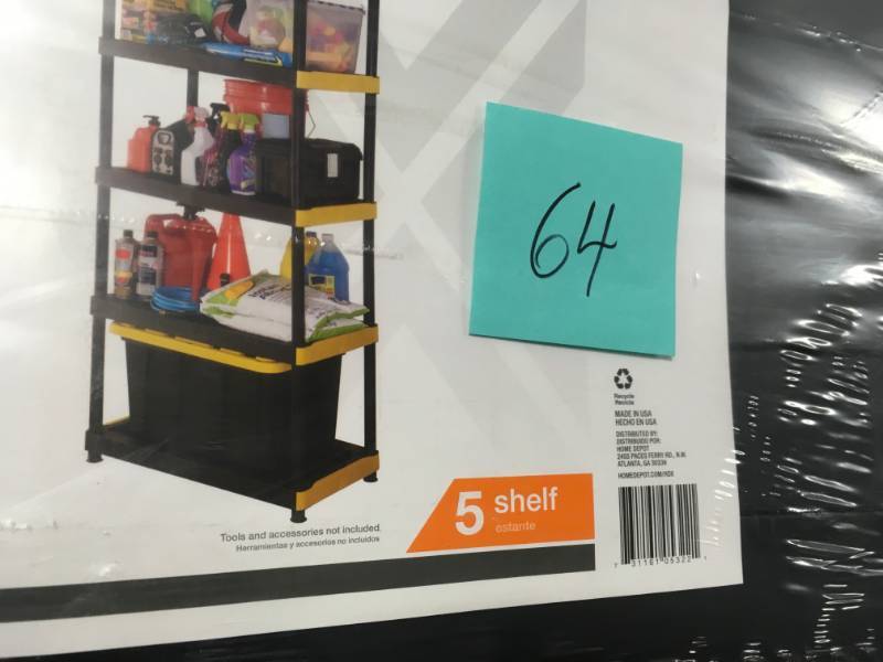 HDX 18 in. x 36 in. x 74 in. Black and Yellow Plastic Ventilated 5-Tier Garage Shelving Unit SEE PHOTO DAMAGE