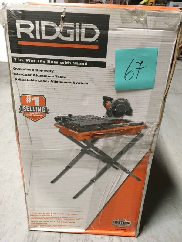 RIDGID 7 in. Tile Saw with Stand USED IN WORKING CONDITIONS