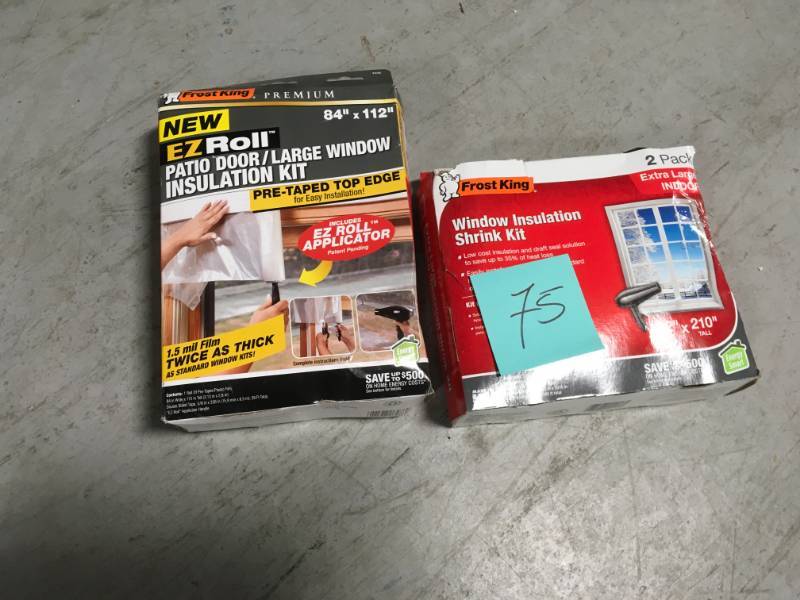 Frost King Premium Heavy-Duty EZ Roll-on Shrink Patio DoorLarge Window Insulation Kit & Polyurethane Extra-Large Shrink Window Insulation (2 per Pack  in like new condition
