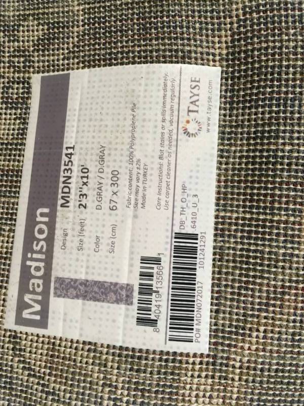 Tayse Rugs Madison Dark Gray 2 ft. x 10 ft. Runner Rug not used