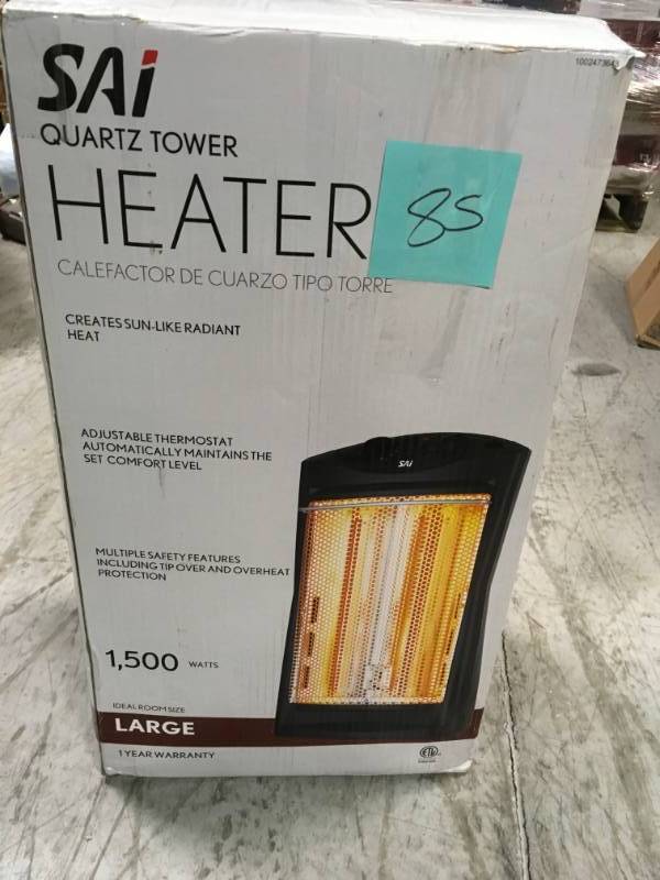 SAI 1500-Watt Quartz Tower Heater, Black USED in working condition