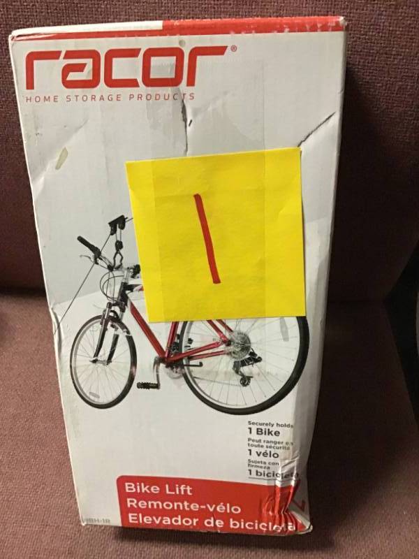 lot 1 image: Racor 1-Bike Ceiling Mount Bike Lift not used