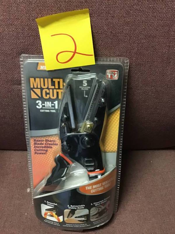 lot 2 image: Multi-cut 3 In 1 Power Cutting Tool With Built-in Titanium Coated Wire Cutter in like new condition