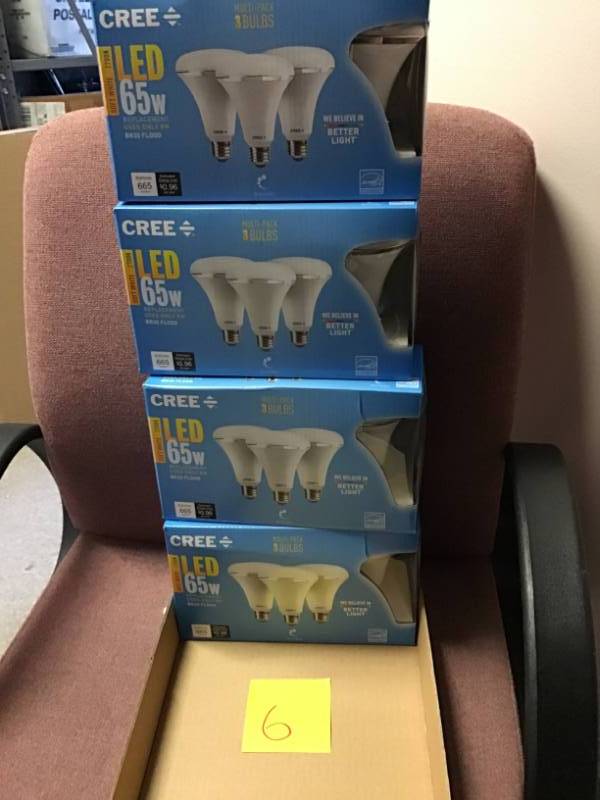 lot 6 image: Cree 65W Equivalent Soft White (2700K) BR30 Dimmable LED QTY 12 PCS not used