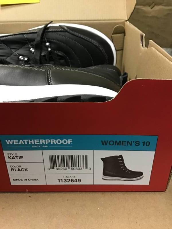 lot 19 image: WEATHERPROOF WOMENS KATIE BOOTS (size 10, BLACK) not used