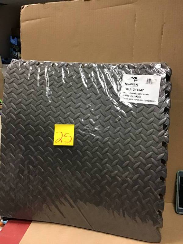 lot 25 image: Norsk Gray 24 in. x 24 in. x 0.47 in. Foam Interlocking Floor Mat (6-Pack) in like new condition