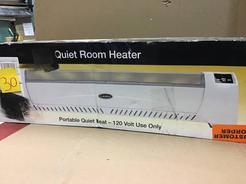 lot 30 image: Lasko 1,500-Watt Low Profile Silent Room Heater with Digital Display, White in like new condition