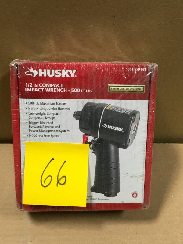 lot 66 image: Husky H4435 Compact Impact Wrench 12 in like new condition