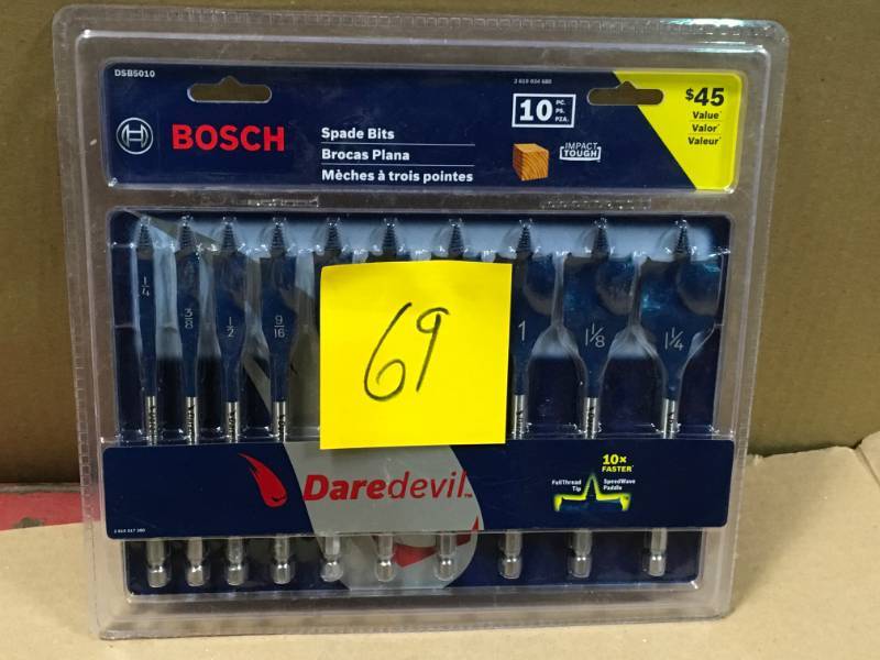 lot 69 image: Bosch Daredevil Standard Spade Bit Set (10-Piece) in like new condition