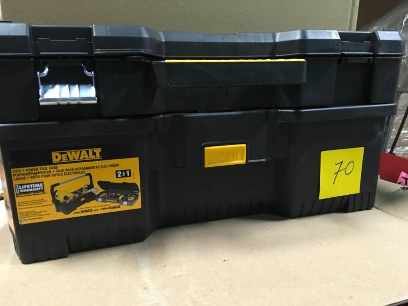 lot 70 image: DEWALT 24 in. 2-in-1 Tote with Removable Power Tool Case one LATCH BROKEN