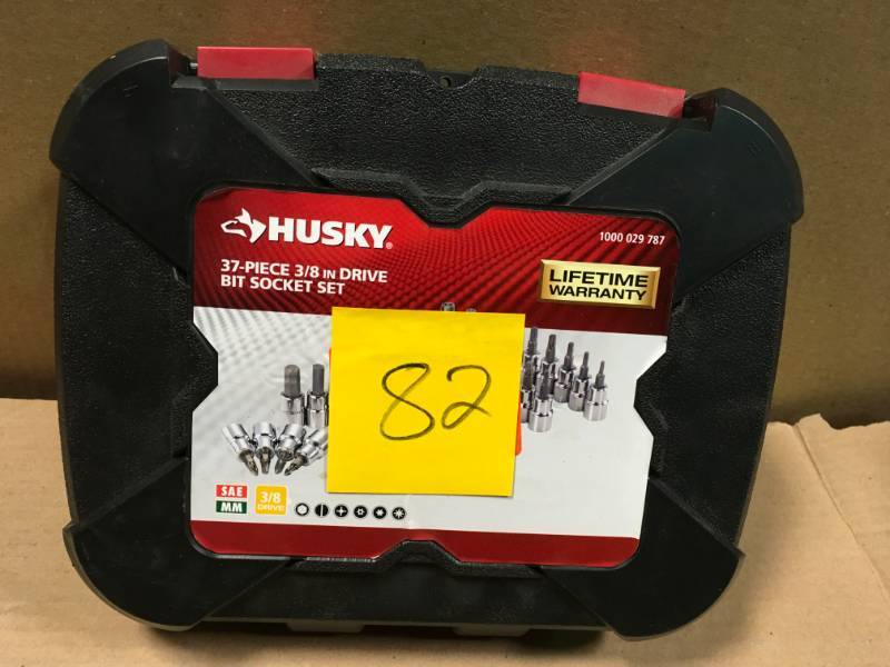 lot 82 image: Husky 38 in. Drive Master Bit Socket Set (37-Piece) in like new condition