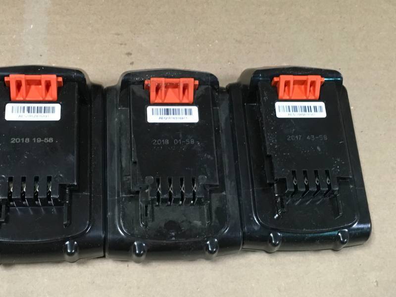 lot 105 image: BLACK & DECKER BATTERY PACK LITHIUM 20V LOT OF 3 CHARGER INCLUDED