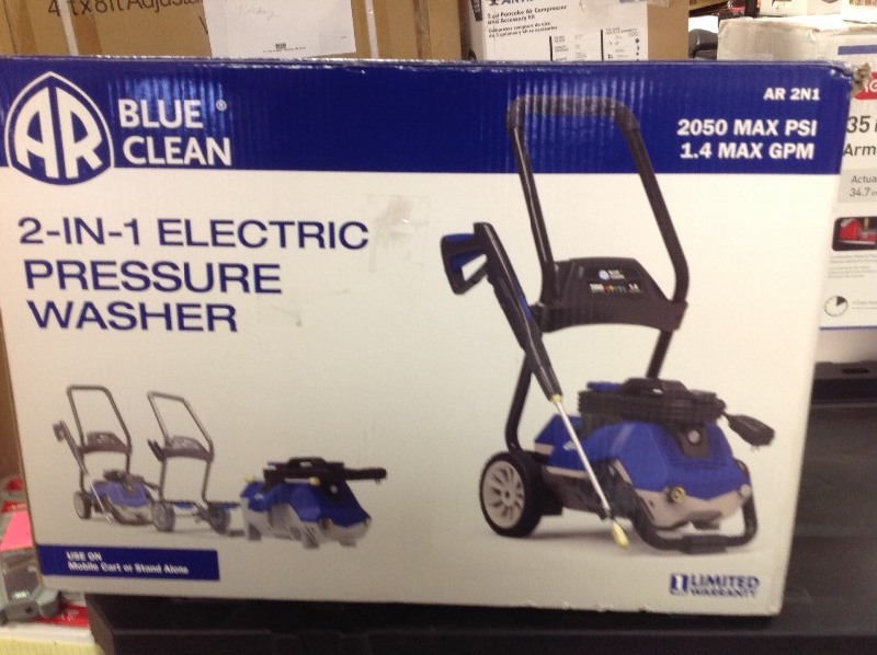 lot 116 image: AR Blue Clean 2,050 PSI 1.4 GPM Electric Pressure Washer in like new conditions