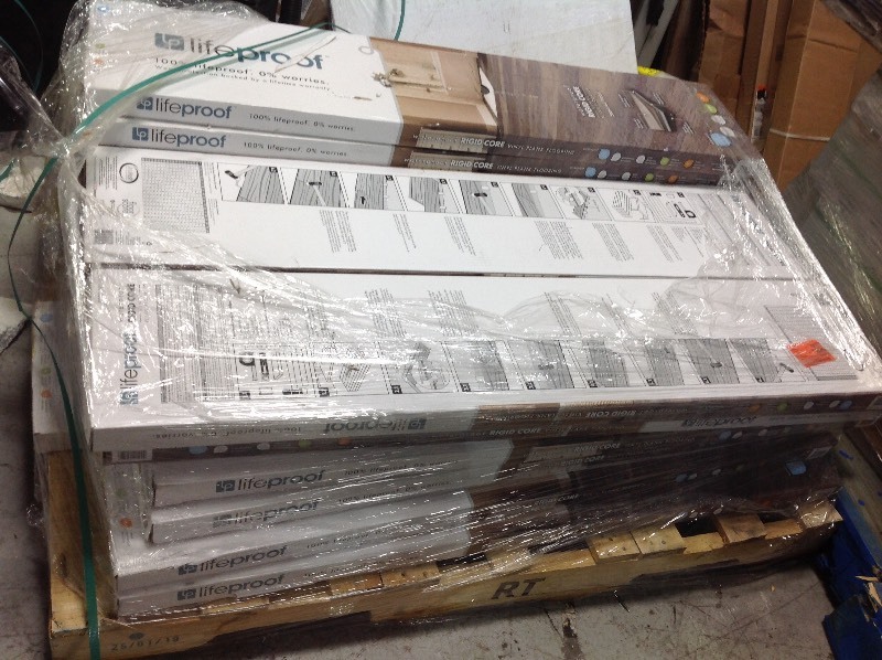 lot 106 image: Pallet Lifeproof Seasoned Wood Multi-Width x 47.6 in. Luxury Vinyl Plank Flooring (19.53 sq. ft.  case)