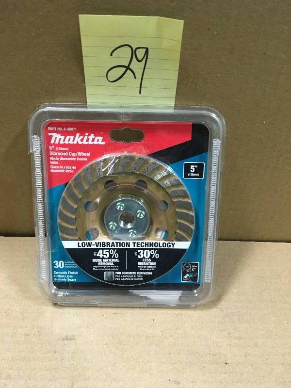 Makita 5 in. Turbo Low-Vibration Diamond Cup Wheel, Compatible with Angle Grinders with electronic controller in working condition