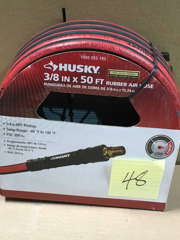 Husky 38 in. x 50 ft. Premium Rubber Air Hose in working condition