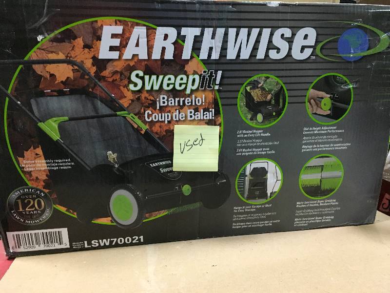 Earthwise 21 in. Sweep-It Push Lawn Sweeper with 2.61 Bushel Collection Bag USED in working condition