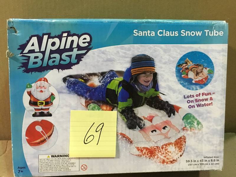 59.5 in. Tall x 45 in. W Inflatable Santa Claus Snow Tubein working condition