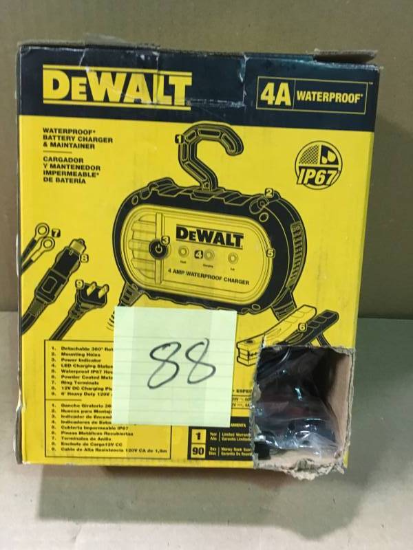 DEWALT 4 Amp Professional Waterproof Battery Charger in working condition