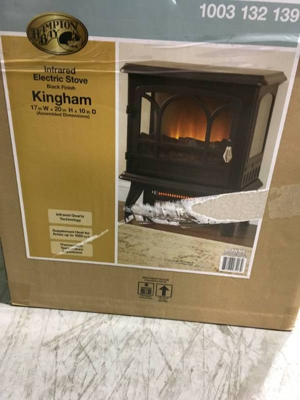 Hampton Bay Kingham 1,000 sq. ft. Panoramic Infrared Electric Stove in Black with Electronic Thermostat in working condition