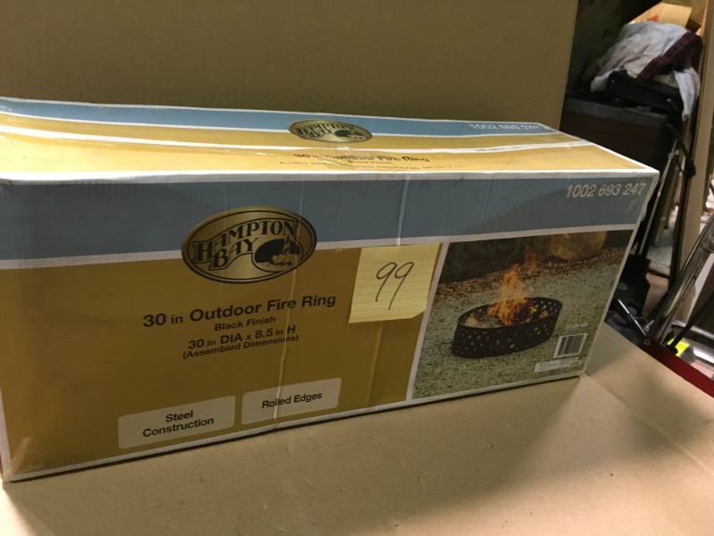 Hampton Bay 30 in. Steel Fire Ring with Lattice Pattern in Black in working condition