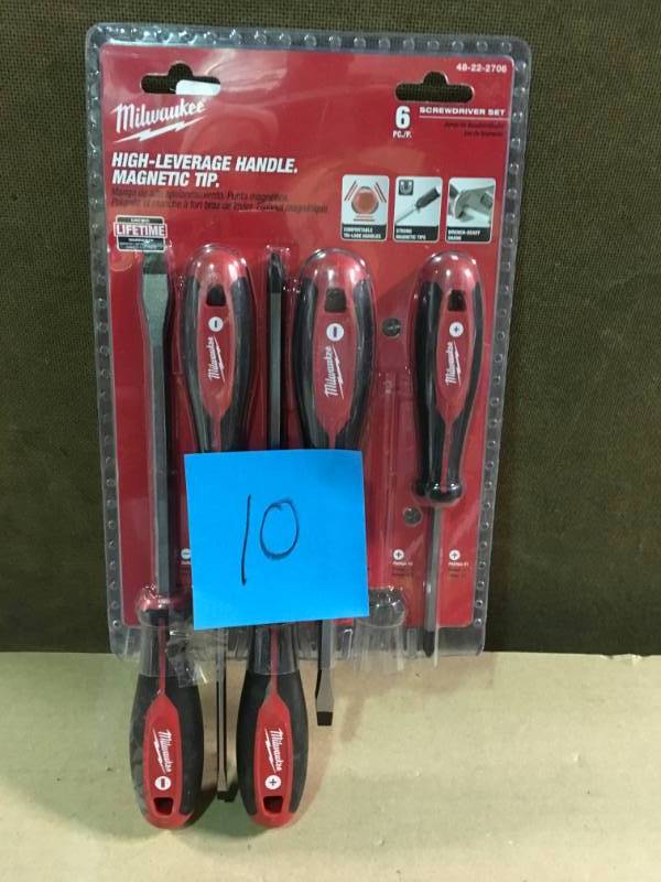 lot 10 image: Milwaukee Screwdriver Set (6-Piece) MISSING 1 PC