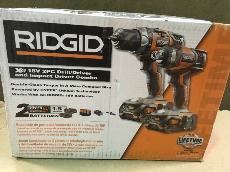 Ridgid 18 volt drill set hot sale