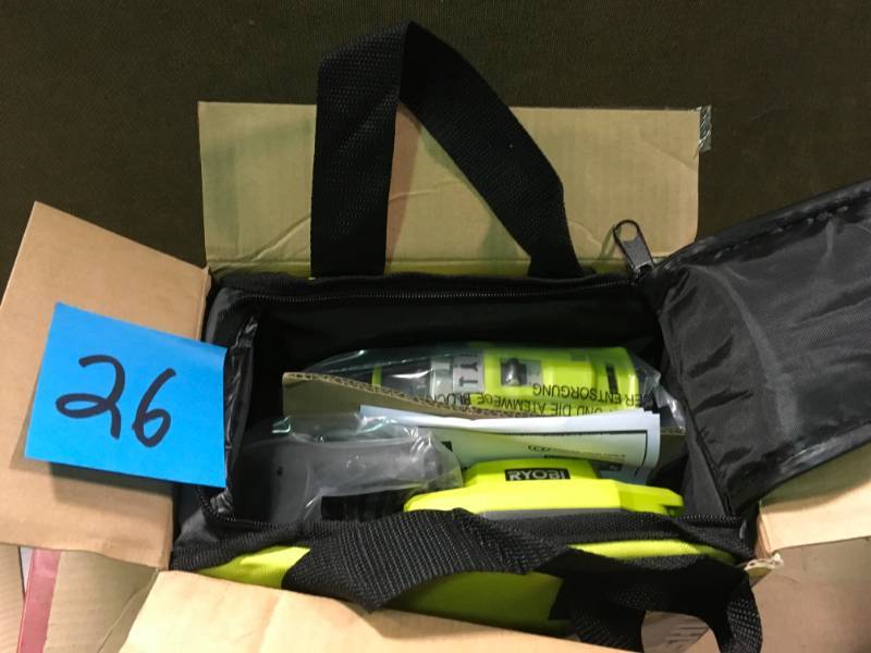 lot 26 image: RYOBI 18-Volt ONE Lithium-Ion Cordless Brushless 12 in. Hammer DrillDriver Kit with 4.0Ah LITHIUM Battery, Charger and Bag