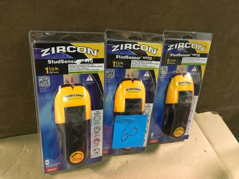lot 60 image: Zircon StudSensor HD70 Stud Finder QTY 3 in good working condition