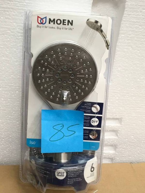 lot 85 image: MOEN Iso 6-Spray 1.75 GPM Handheld Shower in Spot Resist Brushed Nickel in good condition